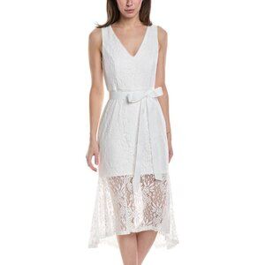 Adrianna Papell White Lace Midi Dress